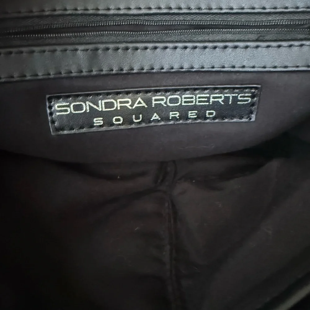 Sandra Roberts Squared Black Quilted Makeup Bag